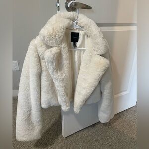 Forever 21 Cream Faux Fur Jacket